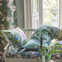 John Derian - Parrot an Palm Azure Kissen