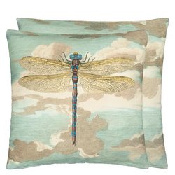 John Derian - Dragonfly Over Clouds Sky Blue Kissen