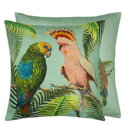 John Derian - Parrot an Palm Azure Kissen
