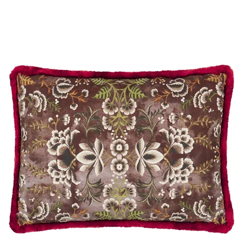 Designersguild - Rose De Damas Embroidered Cranberry Kissen