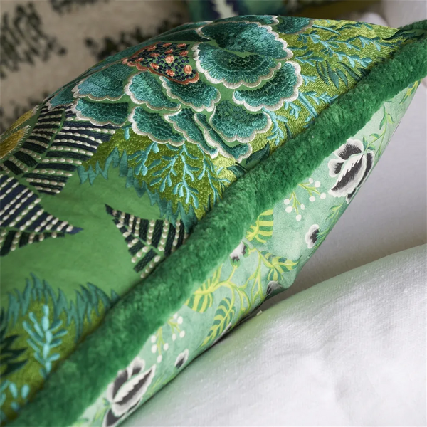 Designersguild - Rose De Damas Embroidered Jade Kissen Produktbild