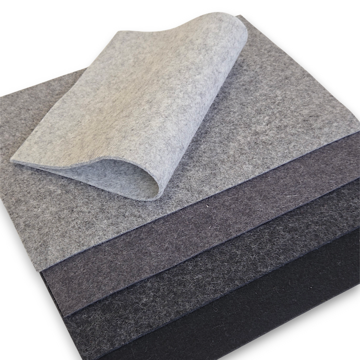 5 Filzplatten 20 x 30 cm - 3mm Grautöne