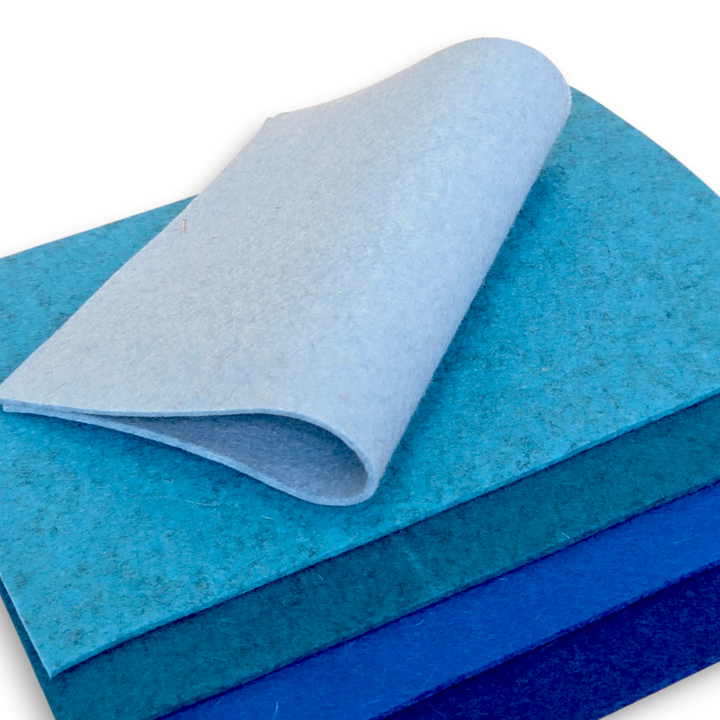 5 Filzplatten 20 x 30 cm - 3mm Azurtöne