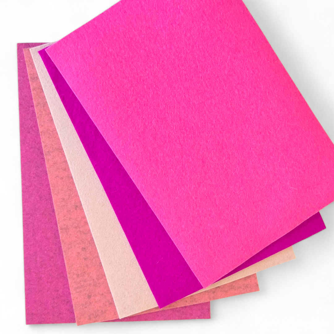 5 Filzplatten 20 x 30 cm - 3mm Pinktönen