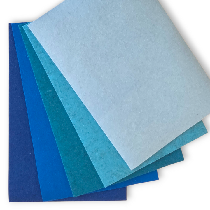 5 Filzplatten 20 x 30 cm - 3mm Azurtöne