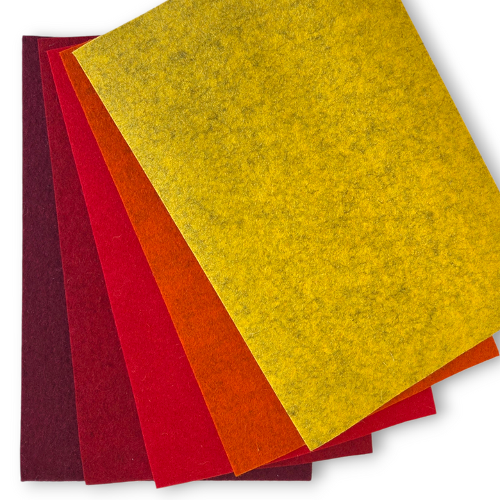 5 Filzplatten 20 x 30 cm - 3mm Gelb & Rottönen