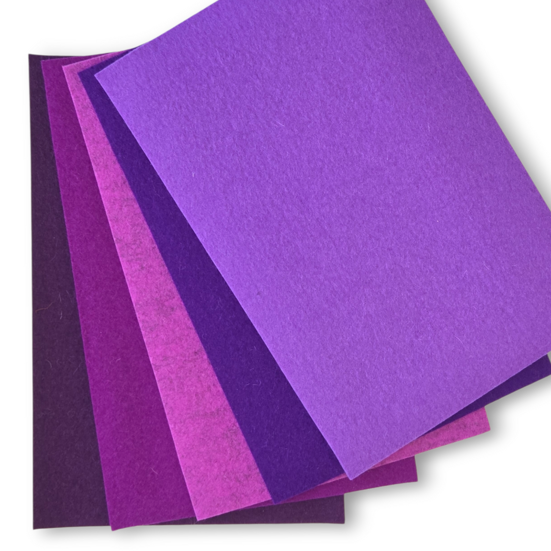 5 Filzplatten 20 x 30 cm - 3mm Violettöne