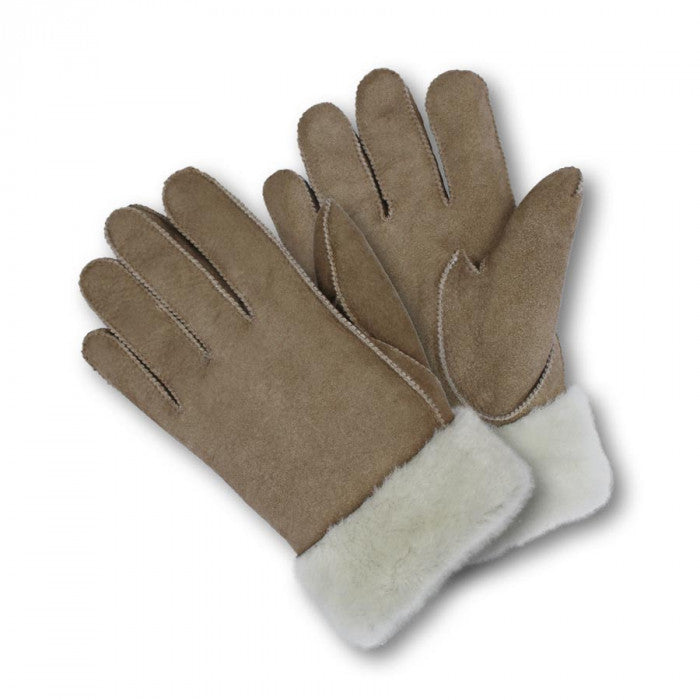 Damen Fingerhandschuhe natur aus Wildleder und Merino