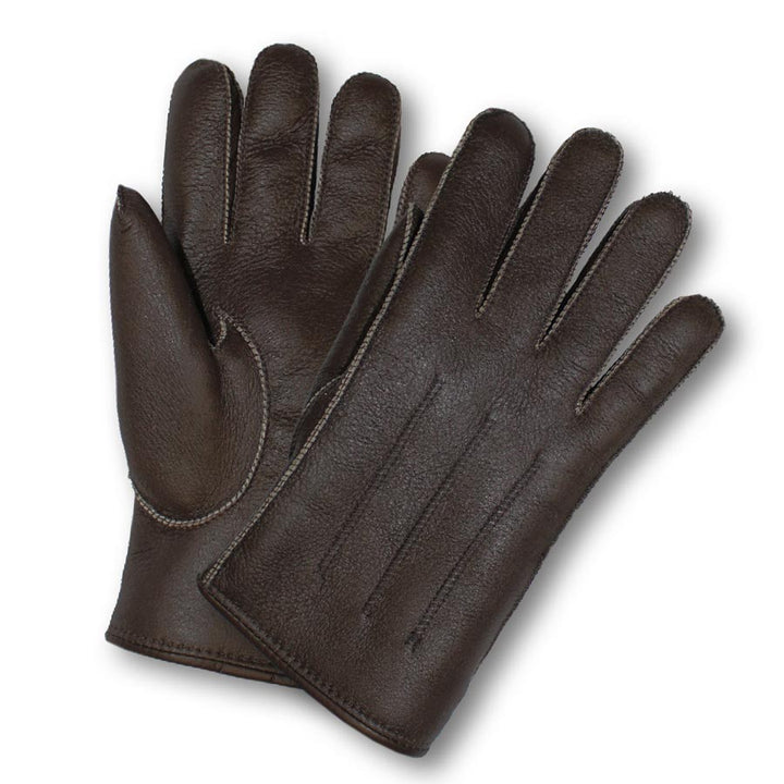 Herren Fingerhandschuhe schwarz aus Glattleder und Merino