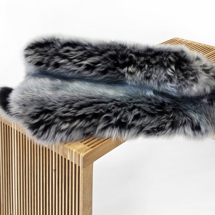 NEU PREMIUM Lammfell  - Farbe  schwarz mit weissen Spitzen