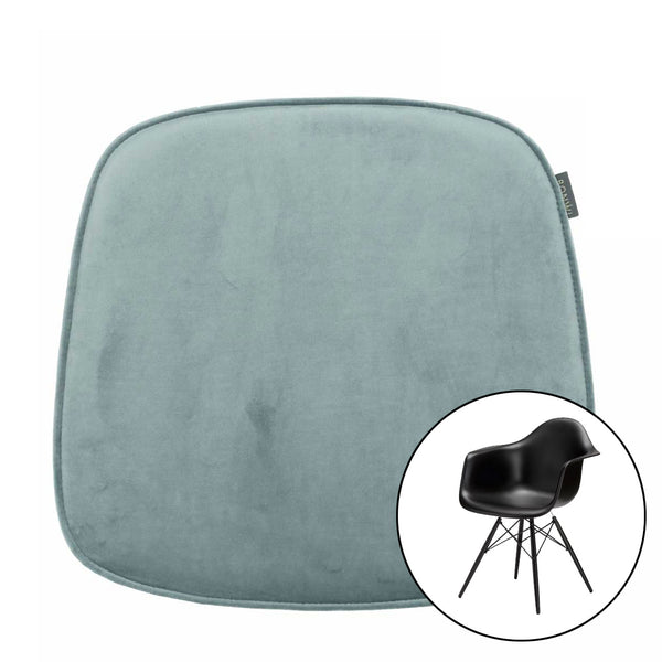  Sitzkissen aus Samt für Eames Arm Chair von Vitra in blau.