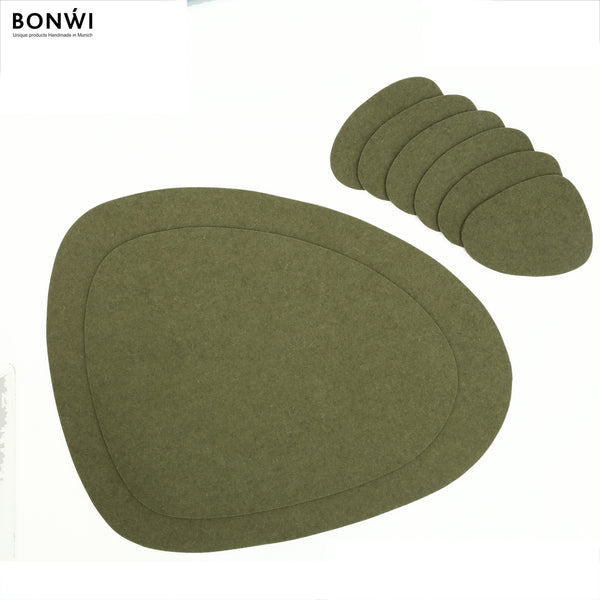 Stone Platzset aus 100% Wollfilz – 2/4/6/8/10er Set mit Untersetzer Produktbild