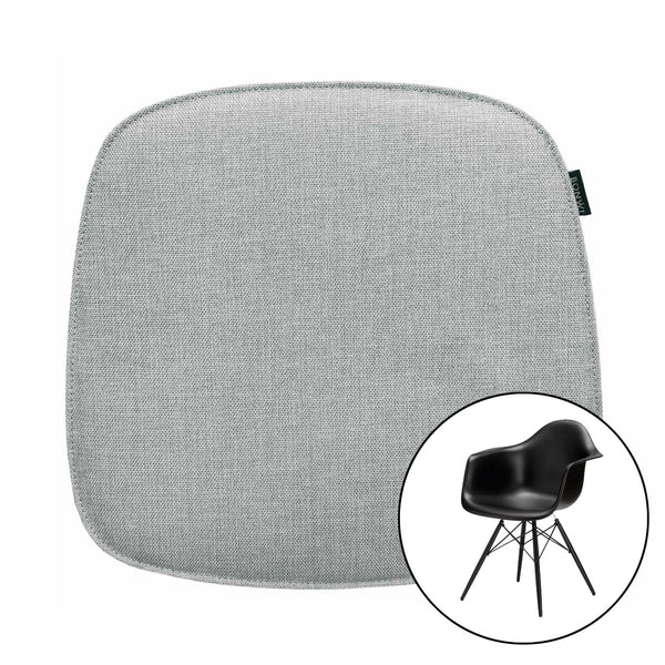  Sitzkissen für Vitra Eames Armchair aus grauem Strukturstoff.