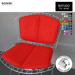 Sitzkissen und Rückenkissen für Bertoia Stuhl von Knoll in rot. Mit 100% Wollzeichen