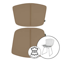 Sitz- und Rückenkissen aus Leder für Bertoia Stuhl von Knoll aus braunem Rindsleder mit 100% Leder Zeichen.