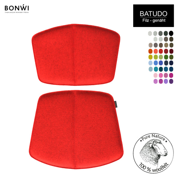  Sitzkissen und Rückenkissen für Bertoia Stuhl von Knoll in rot. mit Farbpalette für Farbauswahl.