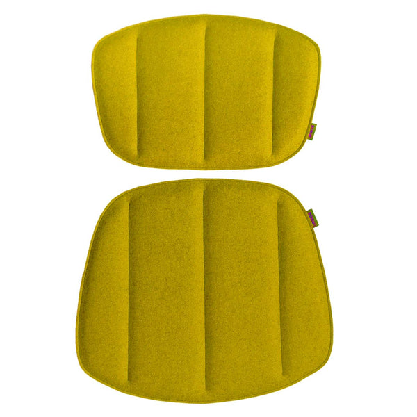  Sitz- und Rückenkissen aus Wollfilz für Bertoia Stuhl von Knoll in gelb