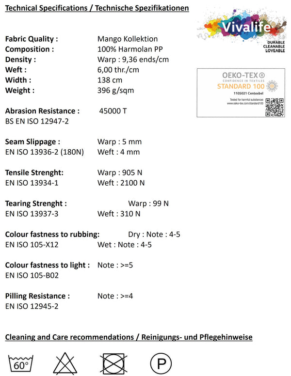  Produktdatenblatt für Farbpalette der Strukturstoffe für Sitzkissen für Louis Ghost Stuhl von Kartell.